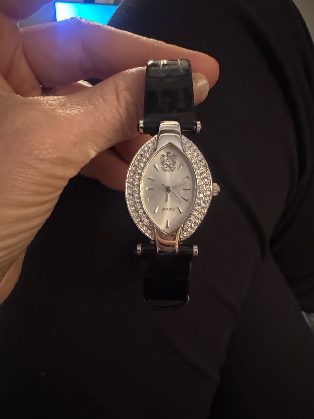 Rare Paolo Gucci Crystal-Accented Women's Quartz Watch in Black & Silver in box